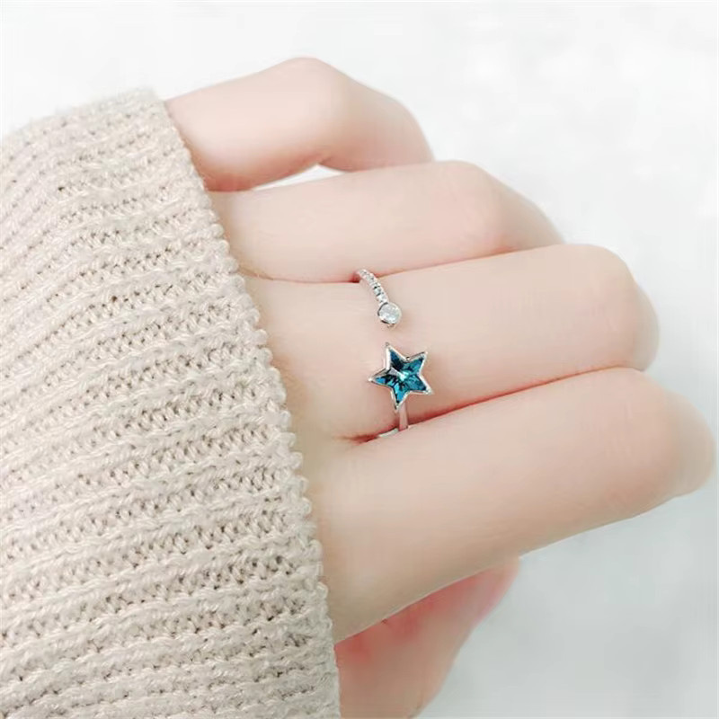 GaGa-Duck Ring 925 Silber, Kristall, blau, Stern - Bild 3