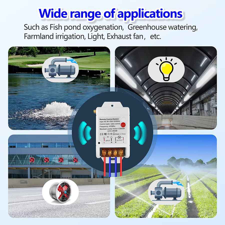 SLMPLEFUN RF Wireless Pump Fernbedienung Schalter mit externer Antenne, 433MHz Relais Modul für Licht und Motor, Farbe: Weiß - Bild 2
