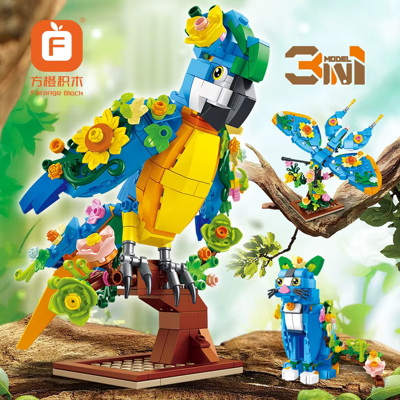 BEAST KINGDOM 3-in-1 Papageien-Bauspielzeug-Set, Tiere - Bild 5