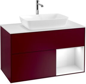 V&B Waschtischunterschrank Finion 100 mit Wandbeleuchtung in Weiß lackiert, B/T/H: 100 x 50,1 x 50,1 cm - Bild 1