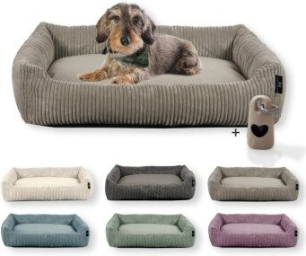 Rohrschneider Hundebett aus Cord in Beige mit abnehmbarem Bezug und erhöhtem Rand - Bild 1