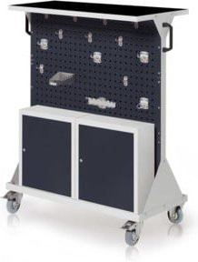 Kappes RasterMobil Rollbarer Rollcontainer Größe 3 in Grau RAL 7035/7016 mit 4 Lochplatten und 2 Schlitzplatten sowie Ausstattung 6, Höhe: 123 cm - Bild 1