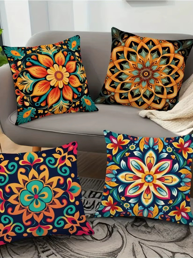 VIKAMA Mandala-Kissen-Set, quadratisch, mehrfarbig, B/T/H: 30 x 30 x 30 cm - Bild 4