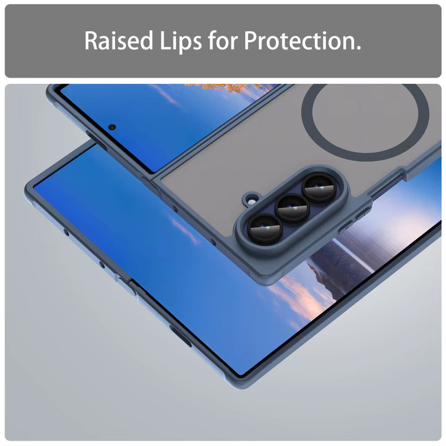 Luxuriöse matte Hartschalenhülle für Samsung Galaxy Z Fold 7 und Flip 7 in Blau mit magnetischer kabelloser Ladefunktion und stoßfestem Schutz - Bild 5
