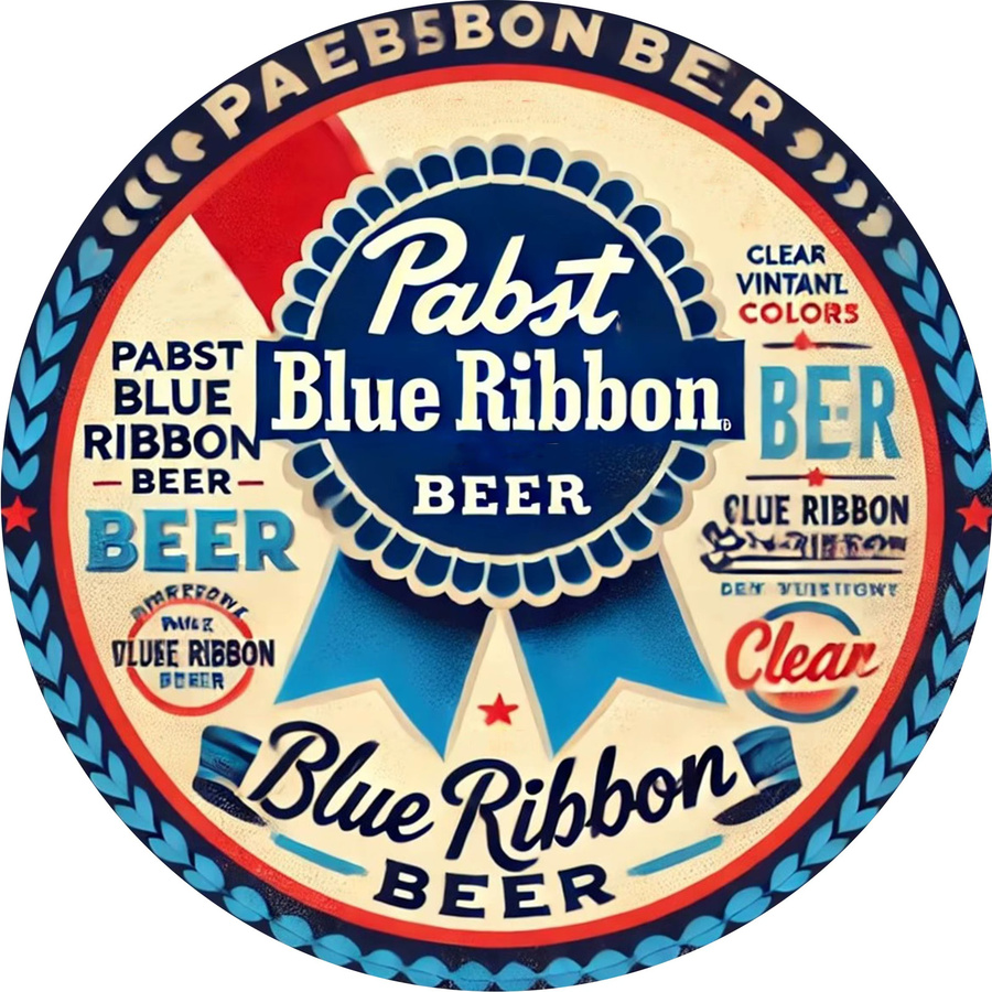 Pabst Blue Ribbon Metall-Wandkunst von Potdemiel, rundes Aluminiumschild in Multicolour, B/H: 20,3 x 20,3 cm - Bild 3