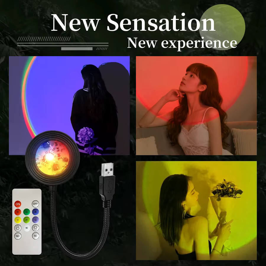 GGBEE Sonnenuntergang-Lampenprojektor mit RGB LED, 16 Modi und Fernbedienung für Raumdekoration und Fotografie - Bild 2