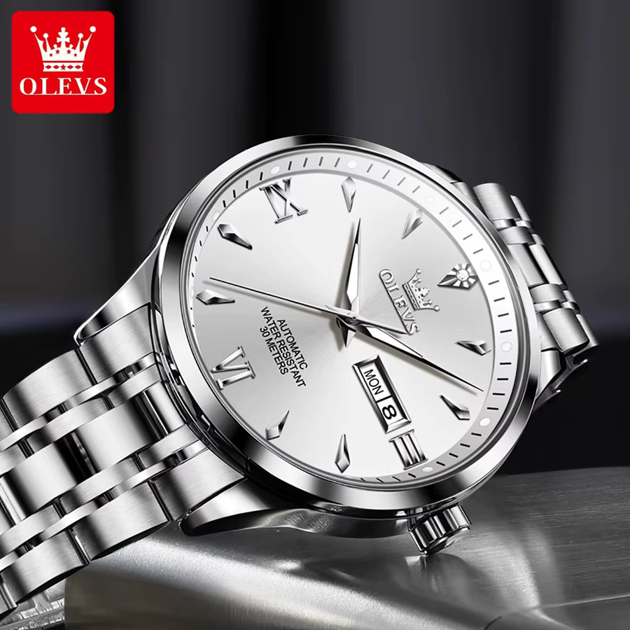OLEVS Armbanduhr Automatik, Edelstahl, Diamant, Herren - Bild 3