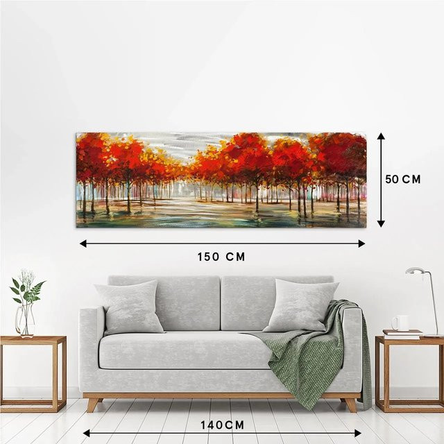 Art Universe Leinwandbild Herbstliche Landschaft in Silber, Beige und Multicolour, B: 50 cm, H: 150 cm - Bild 1