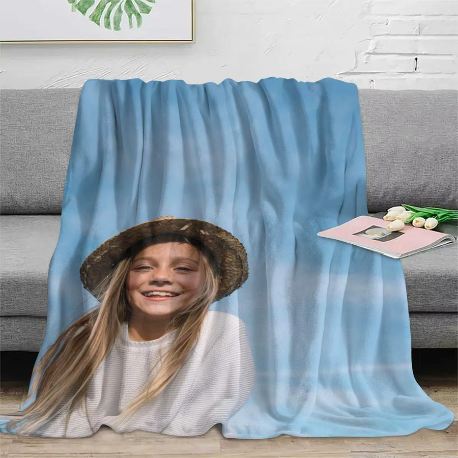 SRH Flanelldecke aus Polyester mit Digitaldruck in Blau, weiche Plüschdecke für das ganze Jahr - Bild 3
