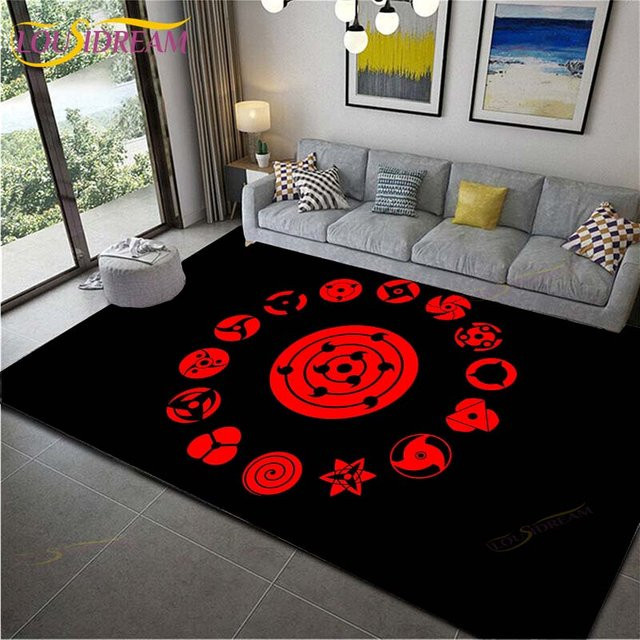 YunhengTechnology Anime Naruto Teppich in Schwarz, weiche und rutschfeste Bodenmatte aus Kunstfell für Wohnzimmer und Schlafzimmer, B/T: 140 x 80 cm - Bild 1