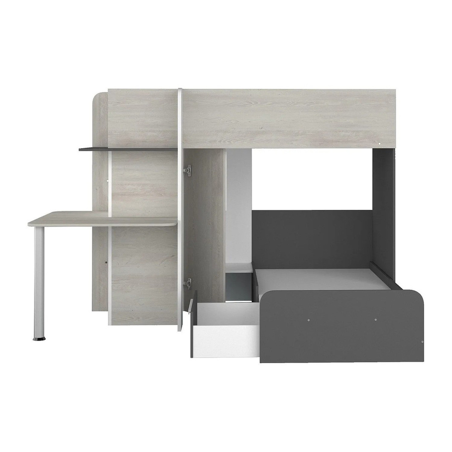 Vente-unique Etagenbett Samuel in Schwarz und Hellgrau, Höhe: 241 cm, Breite: 90 cm, Tiefe: 190 cm - Bild 2