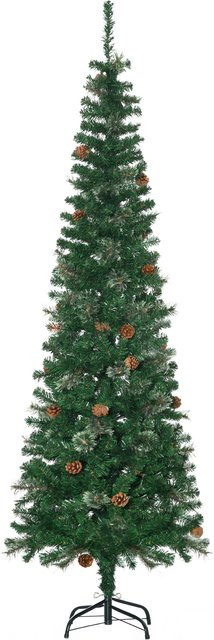 HOMCOM Künstlicher Weihnachtsbaum in Grün mit 556 Spitzen und 25 Zapfen, Höhe: 195 cm, inkl. Metallständer - Bild 1