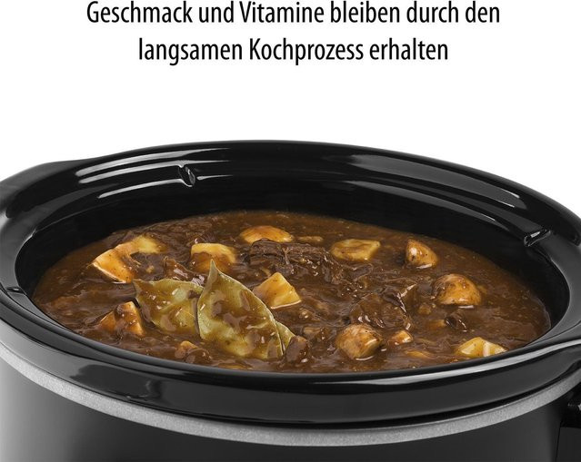 Tristar VS-3915 Slow Cooker in Schwarz mit Edelstahl und Glasdeckel, 180 W - Bild 1