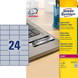 Avery Zweckform Typenschildetiketten L6133-20, silber, Polyesterfolie, 480 Stück, B/H: 70 x 37 mm - Bild 1