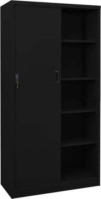 vidaXL Büroschrank aus Stahl mit Schiebetüren in Schwarz, B/T/H: 90 x 40 x 180 cm - Bild 1