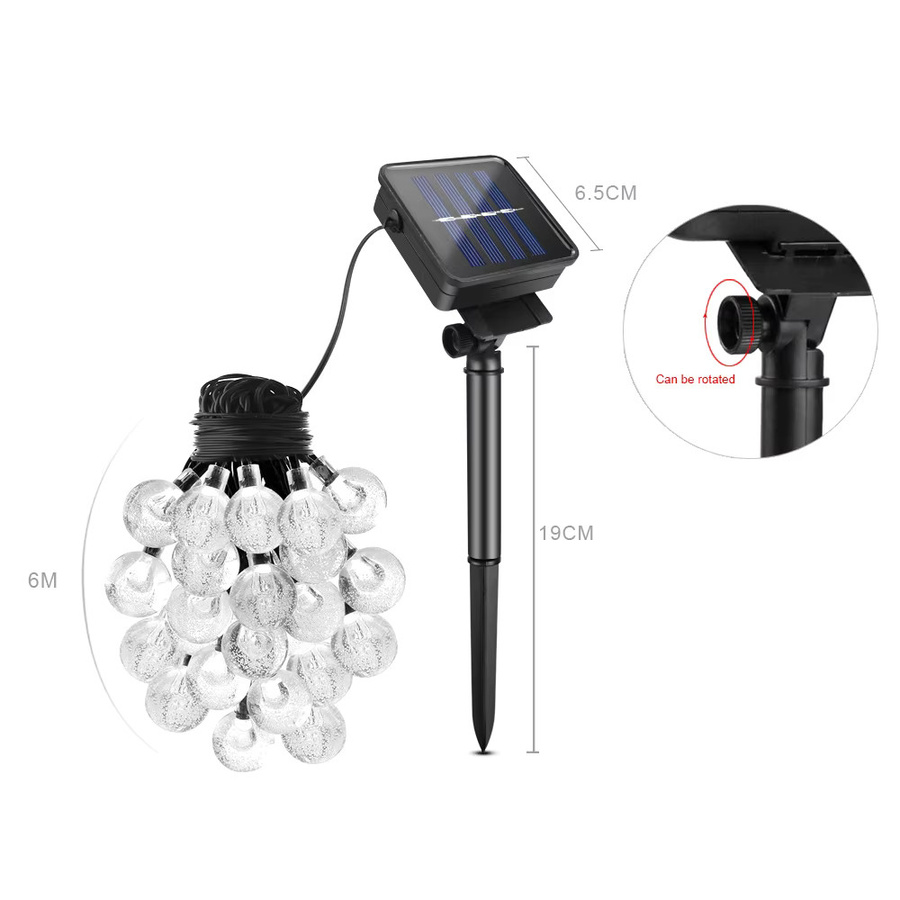 CHNAITEKE Solar LED Kristallkugel Lichterkette in Transparent mit Warmweißem Licht für Garten und Terrasse - Bild 2