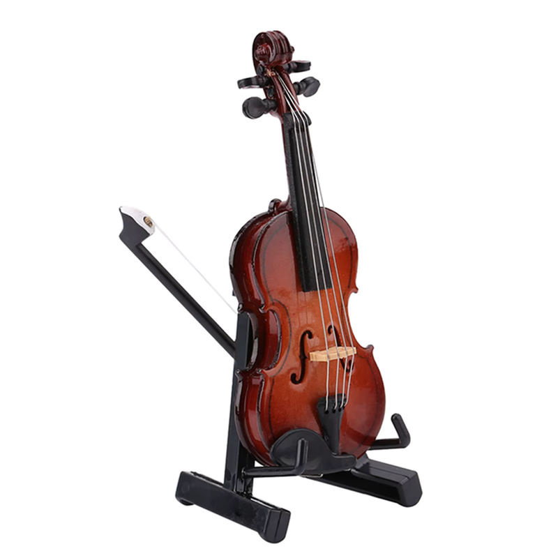 TOPINCN Miniatur-Violine Replik Modell in Braun mit Ständer und Etui als Puppenhaus-Zubehör und Deko-Geschenk - Bild 2