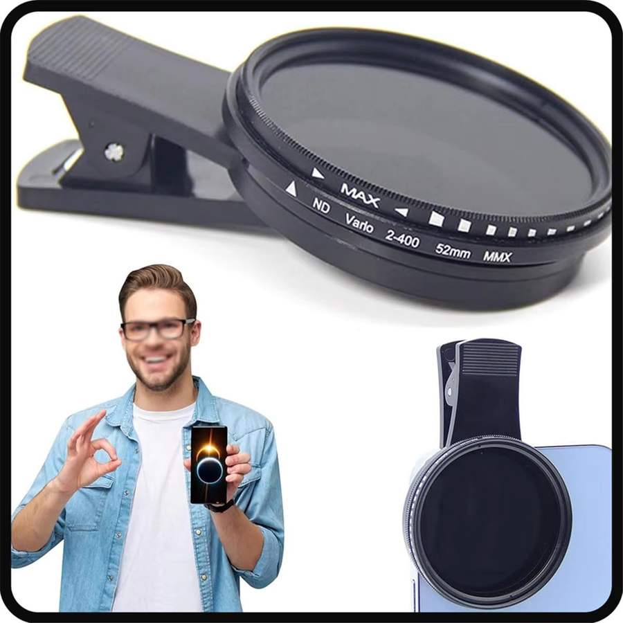 QA08I Solar Eclipse ND Filter Set 2-400 für Smartphone und Kamera, 52 mm, Schwarz mit Clip-Objektivdeckel - Bild 5