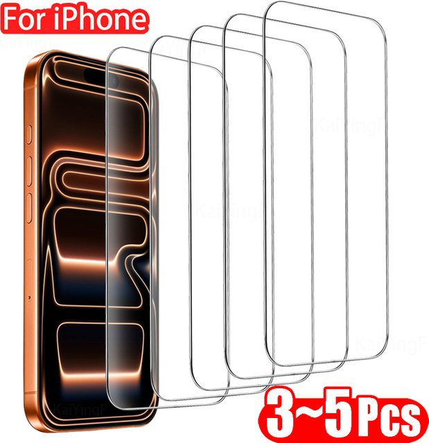 KaiYingF Schutzglasfolie aus gehärtetem Glas mit oleophober Beschichtung, transparent, 3-5 Stück für iPhone 17 16 15 14 13 12 11 Pro Max Plus XR - Bild 1