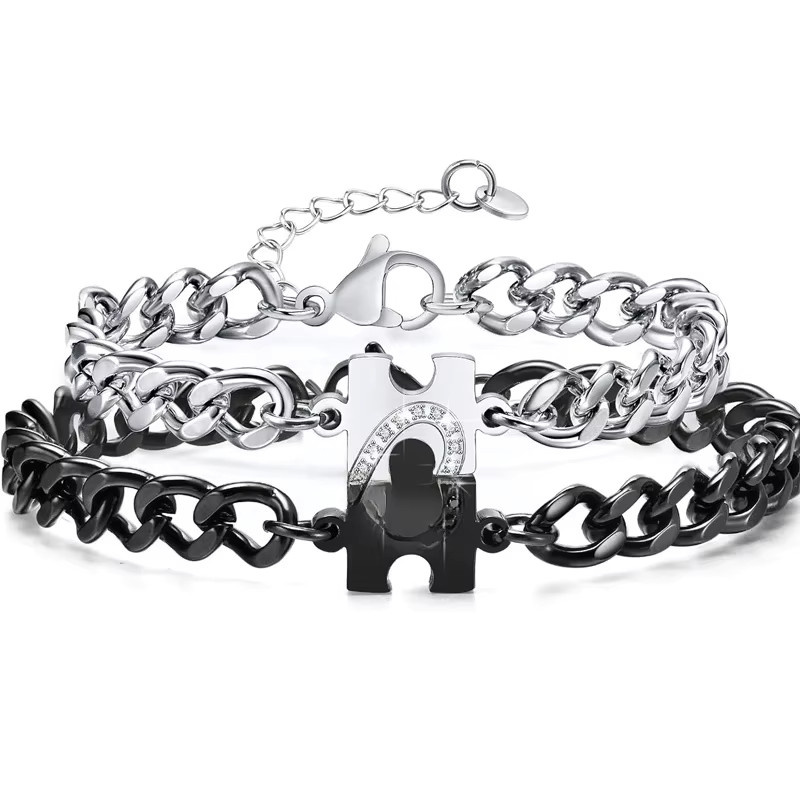 RUIYI Armbänder, Puzzle-Herz, Edelstahl, Bicolor, Unisex - Bild 4