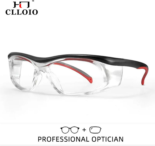 CLLOIO Schutzbrille mit Sehstärke, schlagfeste industrielle Spritzschutzbrille für Bau und Labor, Farbe: klar - Bild 1