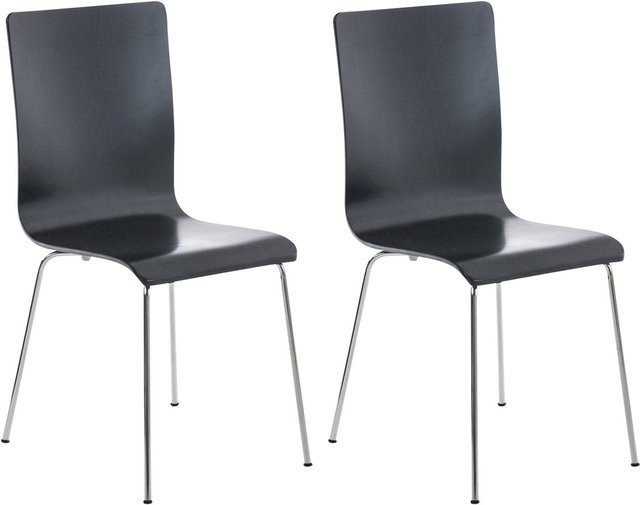 TPFLiving 2er Set Besucherstuhl Peppo mit Holzsitz in Schwarz - Bild 1