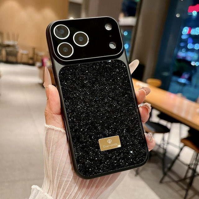 NKEN-2 Diamantbesetzte Handyhülle mit funkelnden Strasssteinen für iPhone 17 Pro Max 17 Pro Air 16 Pro 15 14 13 mit Kameraschutz in Schwarz - Bild 1