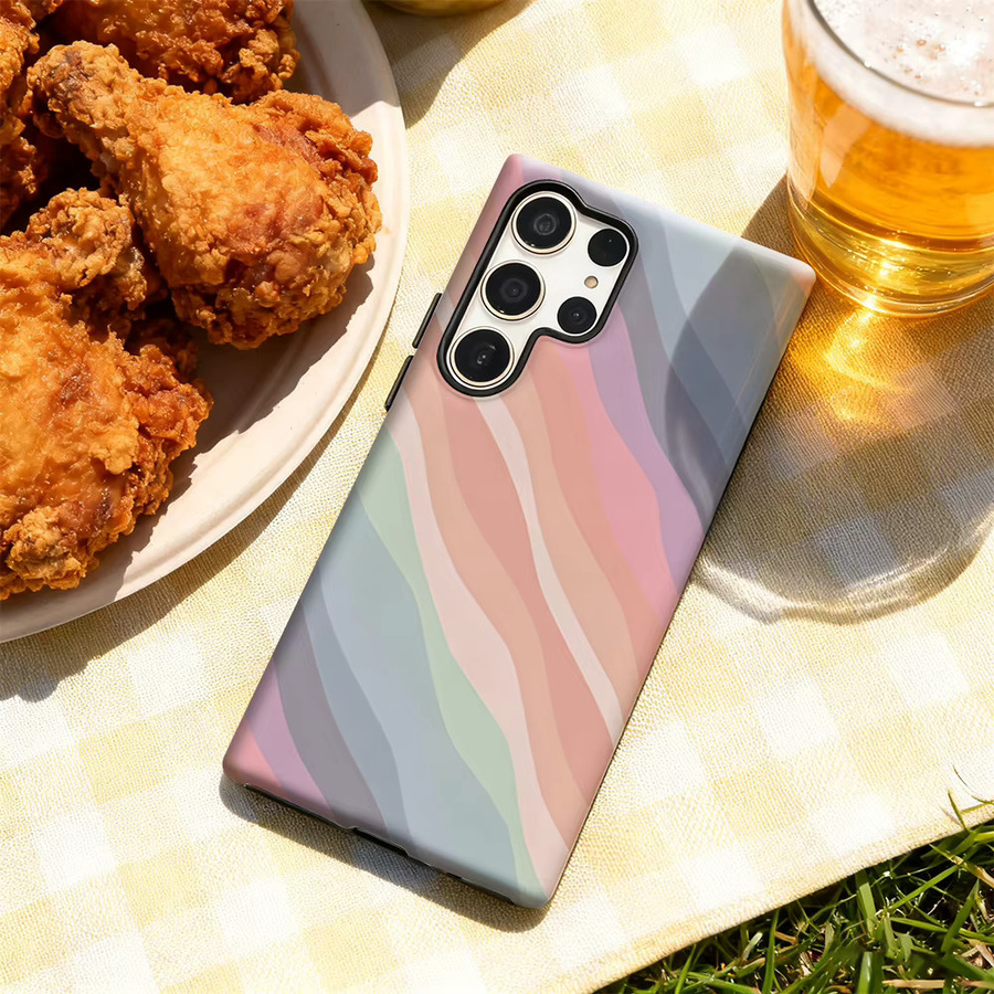 Handyhülle mit gedämpften Streifen für Samsung Galaxy S25 Ultra, S24 und S23 Ultra Plus in Multicolour mit glänzender doppellagiger Rückseite - Bild 3