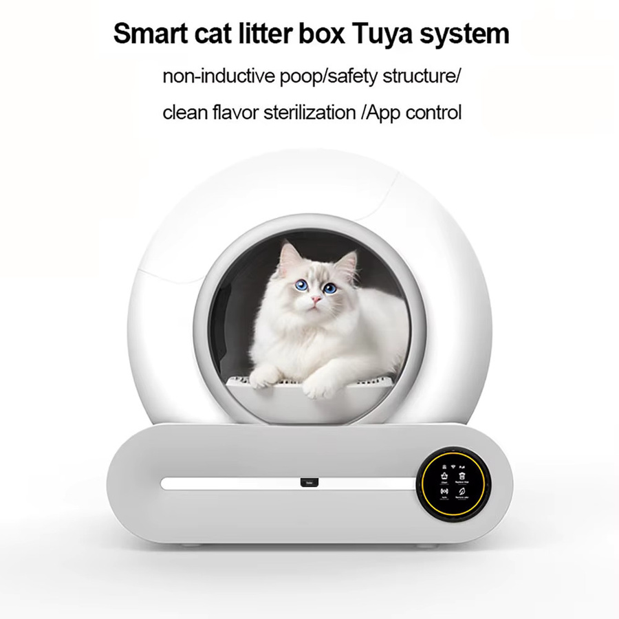 YUNMIAN Intelligente Selbstreinigende Katzentoilette mit WiFi und Tuya App-Steuerung, 65L Kapazität, Halbgeschlossen, Farbe: Weiß - Bild 2