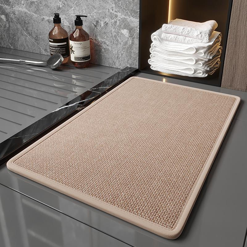 Lodestar Badematte aus Leinen in Grau, B/T: 40 x 60 cm, schnell trocknend und rutschfest - Bild 3