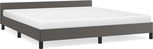 vidaXL Bettgestell mit Kopfteil in Grau aus Kunstleder, B/T/H: 180 x 200 x 183 cm - Bild 1