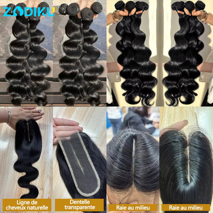 ZIDIKU Brasilianische Haar Bundles, 100% Menschliches Haar, 2x6 HD Spitze Verschluss - Bild 3