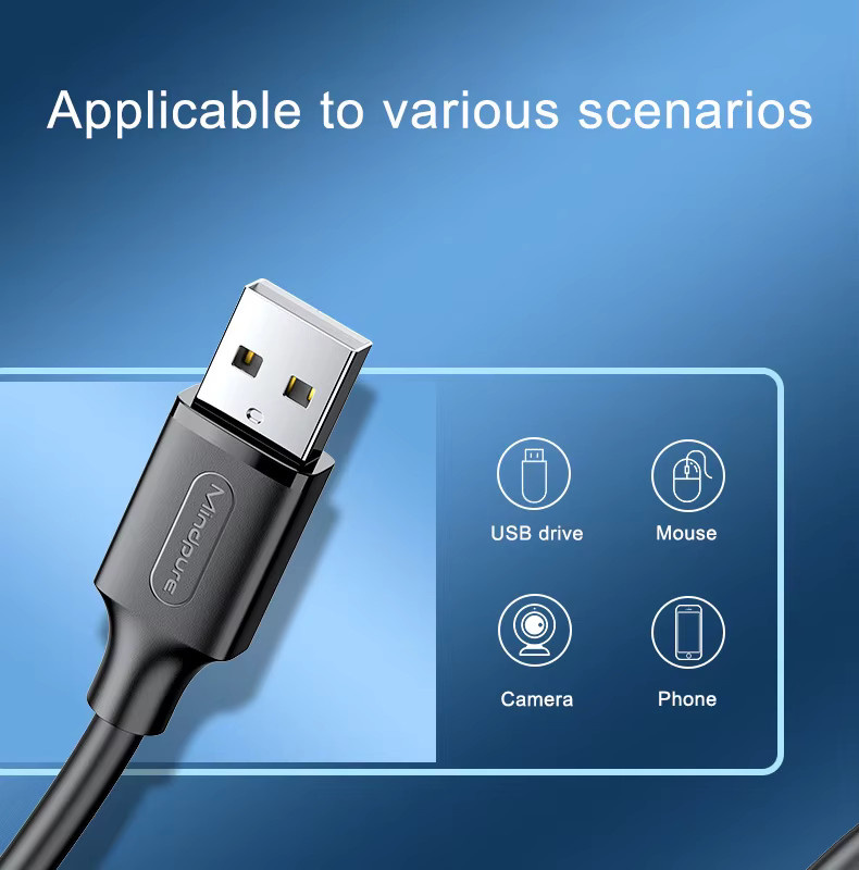 DAOGU USB 2.0 Verlängerungskabel Datenkabel Stecker auf Buchse Schwarz - Bild 2