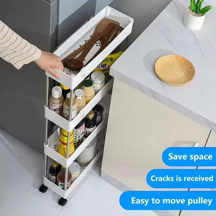 LIUSHADUOLA Rollbarer Aufbewahrungswagen in Weiß, Modernes vertikales Regal für Küche, Badezimmer oder Schlafzimmer - Bild 2