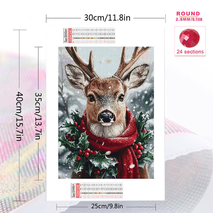 Evershine 5D DIY Diamant Mosaik Set Hirsch Tier Muster in Multicolour für Erwachsene und Anfänger mit runden Steinen, Breite: 20 cm, Höhe: 30 cm - Bild 2