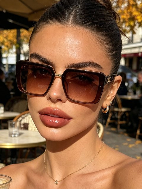 CAIPAI Brille, Unisex, Vollrand, quadratisch, braun - Bild 1