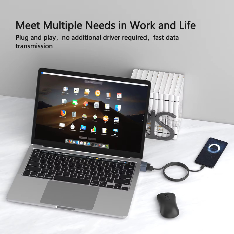AVOXEN USB-C auf USB 3.0 Hub, 2-in-1 Hochgeschwindigkeits-Adapter mit 2 Anschlüssen, 5 Gbit/s, Aluminium, für Laptop und MacBook - Bild 5