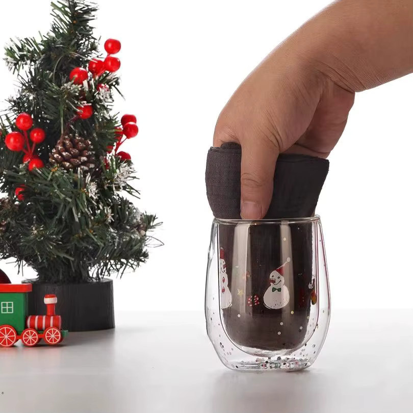 FOME Weihnachtliche Doppelschichtige Glastasse, transparent, 300 ml - Bild 5