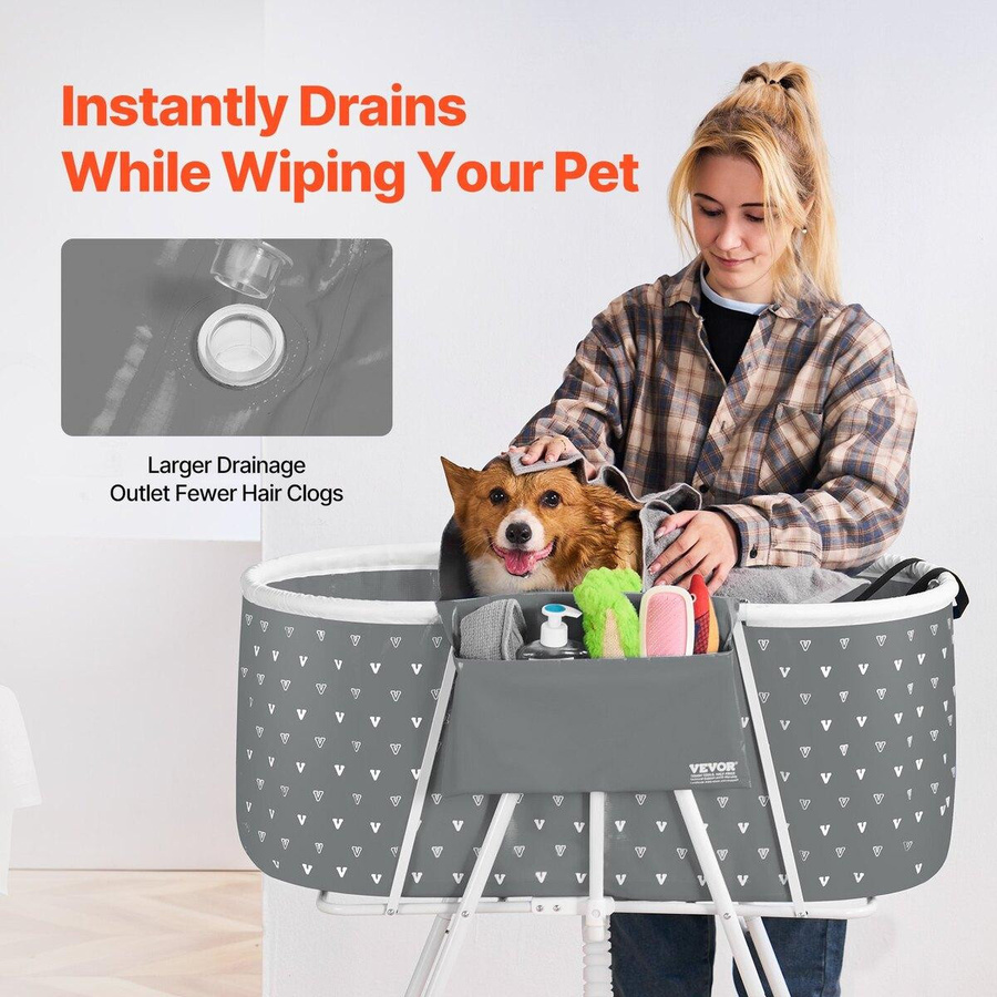 Buying Solutions MB Faltbare Hundebadewanne Erhöhte Duschstation für Kleine und Mittlere Haustiere in Grau - Bild 3