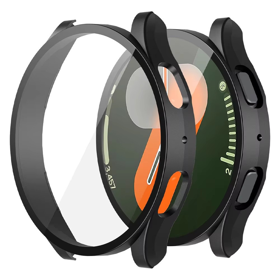 LCAPLE Displayschutzfolie für Samsung Galaxy Watch 7/6/5/4, PC-Stoßstange, gehärtetes Glas, Schwarz, Unisex - Bild 2