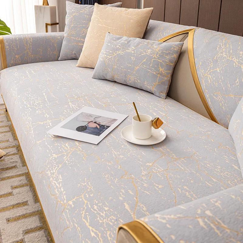Nordic Luxus Sofa Kissenbezug mit Marmor Muster und Satin Kanten in Gold und Grau, B/B/H: 70 x 70 x 0 cm - Bild 2
