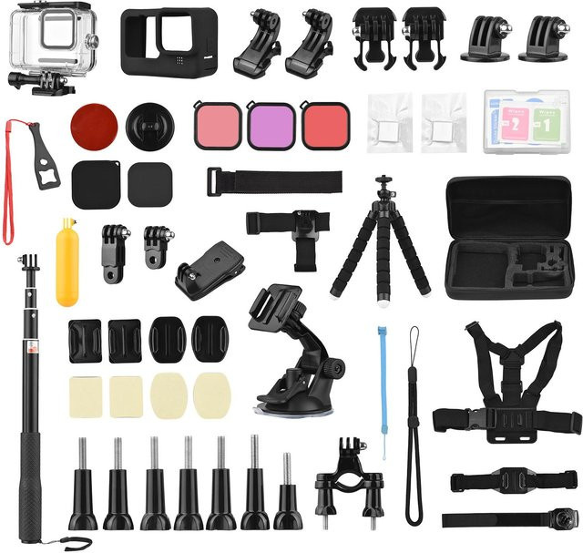Andoer Action-Kamera-Zubehör-Set mit wasserdichtem Silikon-Gehäuse in Schwarz für GoPro Hero 10 Black und GoPro Hero 9 Black - Bild 1