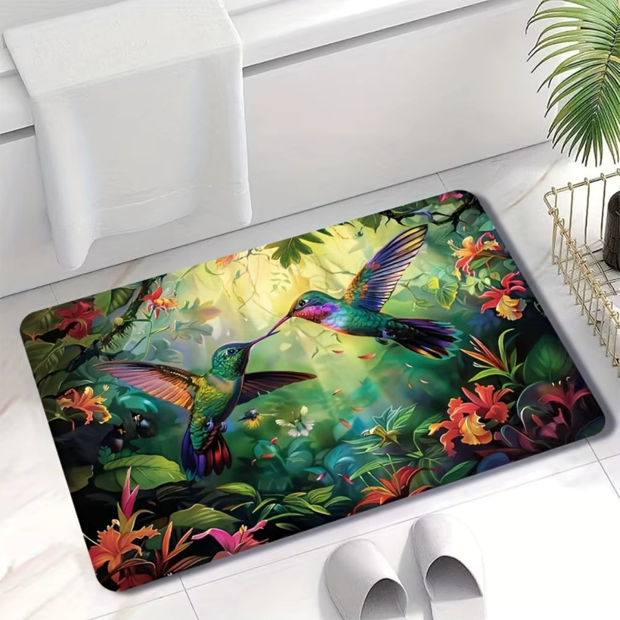 VIKAMA Bodenmatte Spring Hummingbird Tropical Design, rutschfest und schmutzabweisend, B/T: 60 x 40 cm, Multicolour - Bild 5