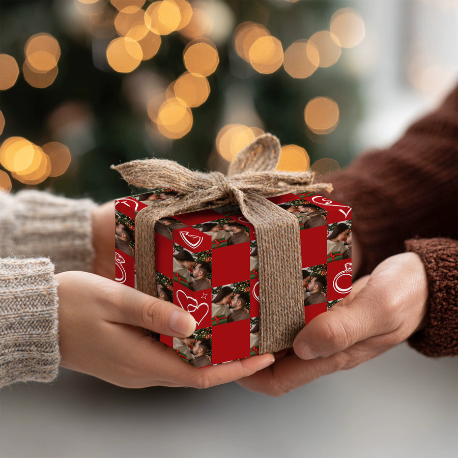 Joy-enlife Geschenkpapier mit rotem Herz- und Ringmuster für Valentinstag, Hochzeit und Party - Bild 2