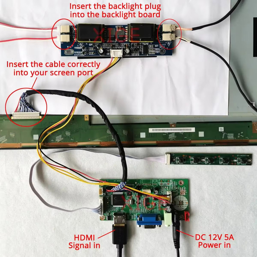 LCD-Matrix-Controller-Treiberplatine-Kit für LTM150XH HT15X23 HSD150MX13 LTM15C458 mit HDMI und VGA, Auflösung 1024x768, 20-Pin LVDS und 4-CCFL, Multicolor - Bild 3