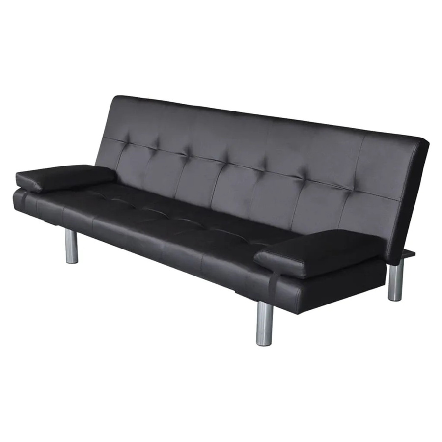 vidaXL Schlafsofa Click-Clack aus Kunstleder mit Holzrahmen in Schwarz - Bild 2