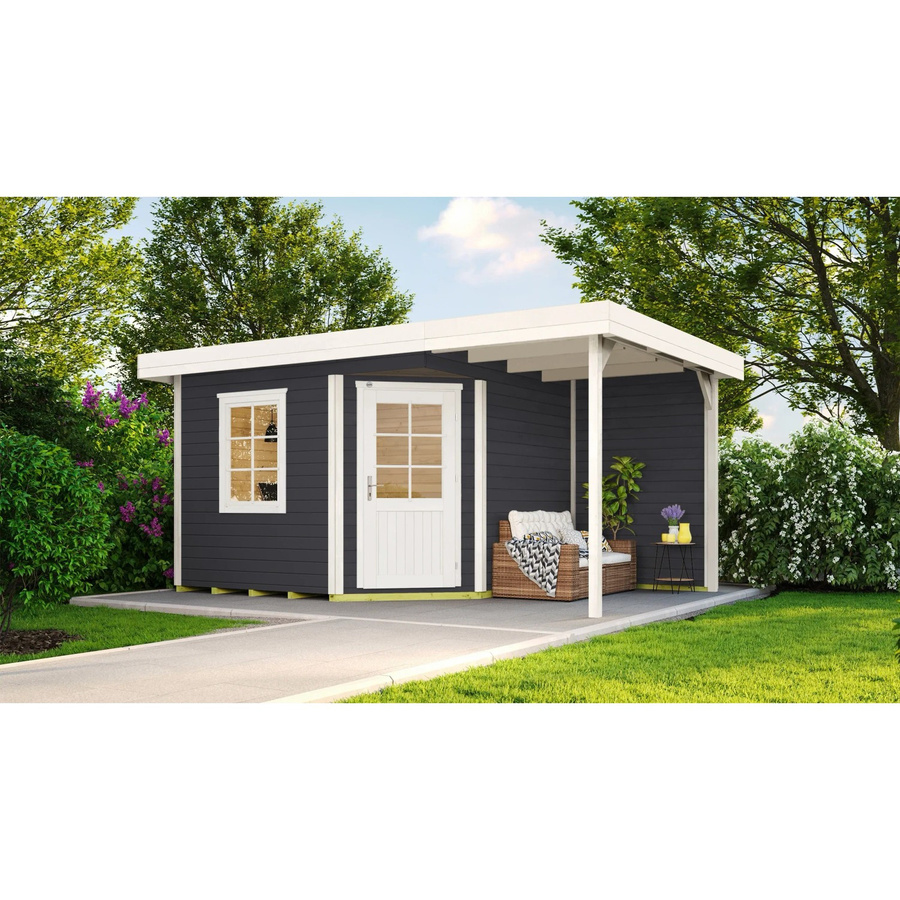 WEKA Gartenhaus 213 Plus Gr.2 A mit Flachdach aus europäischer Fichte in Anthrazit, B/H/T: 500 x 259 x 339 cm - Bild 2
