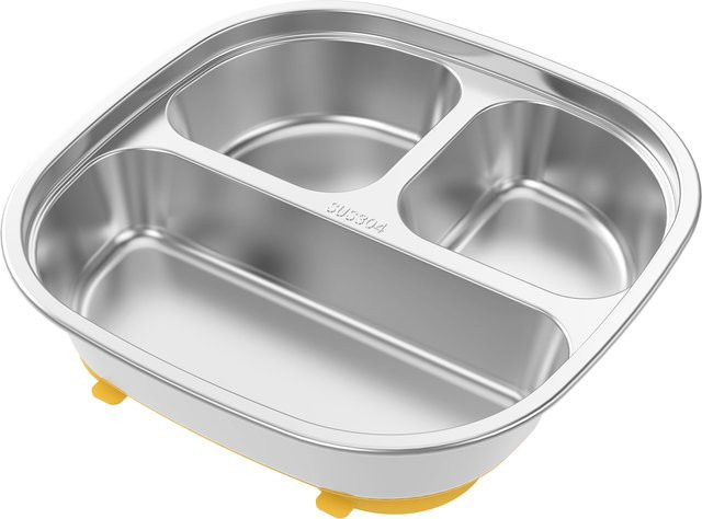 Willstar Baby-Fütterungsset aus Edelstahl mit abnehmbarem Silikon-Saugnapf, silber, BPA-frei - Bild 1
