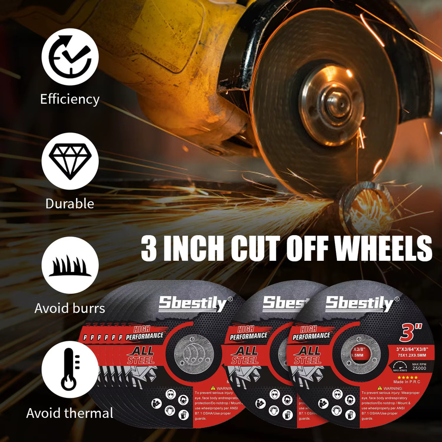 Sbestily Metalltrennscheibe Mini Trennscheibe 75 mm für Winkelschleifer zum Schneiden von Metall, Holz und Edelstahl, Schwarz - Bild 5