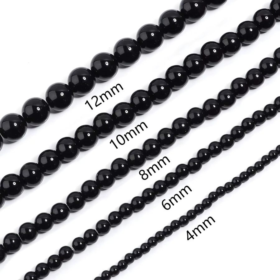lingsai Glasperlen, schwarz, rund, glatt, Unisex - Bild 2
